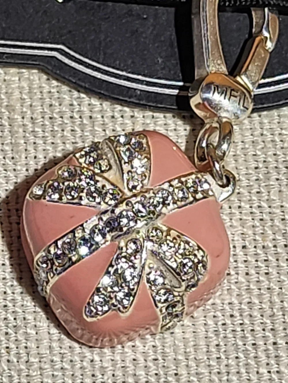 My Flat in London Pink Enamel Crystal Bow Gift Charm - Picture 5 of 6